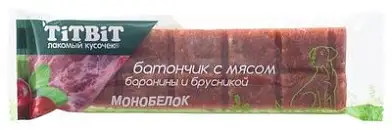 TiTBiT лакомство для собак батончик с бараниной и брусникой