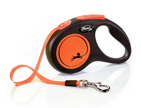 Купить flexi neon new classic рулетка ремень для собак, светоотражающая, оранжевый неон