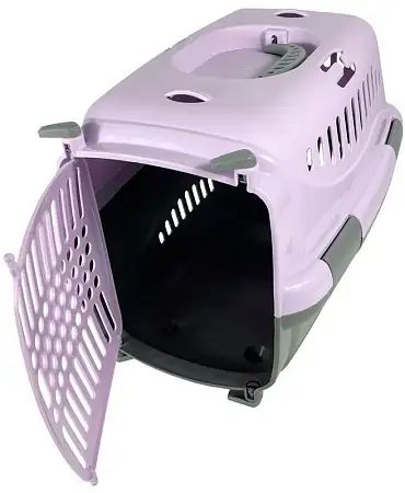 Купить zooexpress переноска для собак и кошек с пластиковой дверцей "Турне", фиолетовая